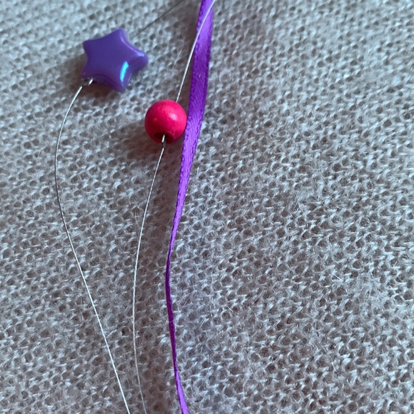 3x25$  ๐โญ๏ธ๐ Handmade - Short necklace - Pink Purple - stars ribbons wire. - Picture 4 of 5